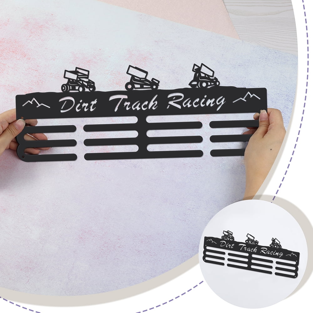 Dirt Track Racing Medal Hanger Display Dirt Track Racing Medal Display Holder with 12 Lines Sturdy Steel Award Display Holders Wall Mounted