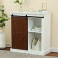 thumbnail image 5 of LuxenHome 1-Sliding Barn Door White Wood Storage Cabinet, 5 of 6
