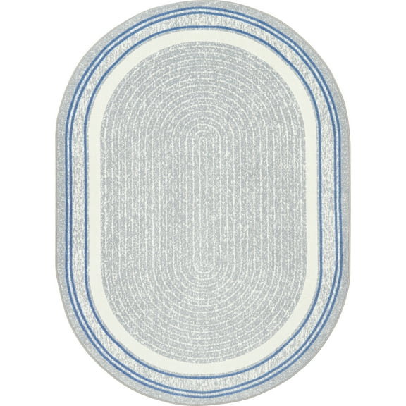 Joy Carpets Kid Essentials Cozy Corner 5'4" x 7'8" Oval Indoor Area Rug in Color Light Blue