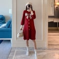 thumbnail image 4 of Vestido de punto para embarazadas, moda coreana, otoño e invierno, nuevo vestido para embarazadas con cuello vertical y falda elegante con lazo, 4 of 6