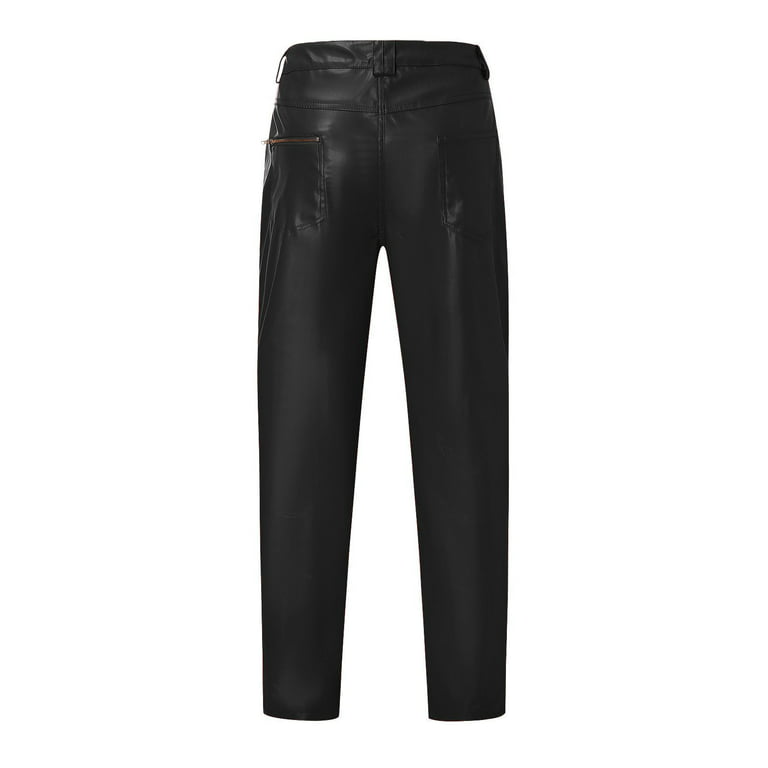 Kayannuo Black leather Pants Spring Clearance Men's New Casual Fashion And  Handsome Solid Color Leather Pants Trousers 