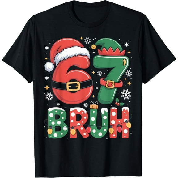 Bruh 67 Six Seven 6 7 Meme Christmas Funny Boy Girl Kids T-Shirt