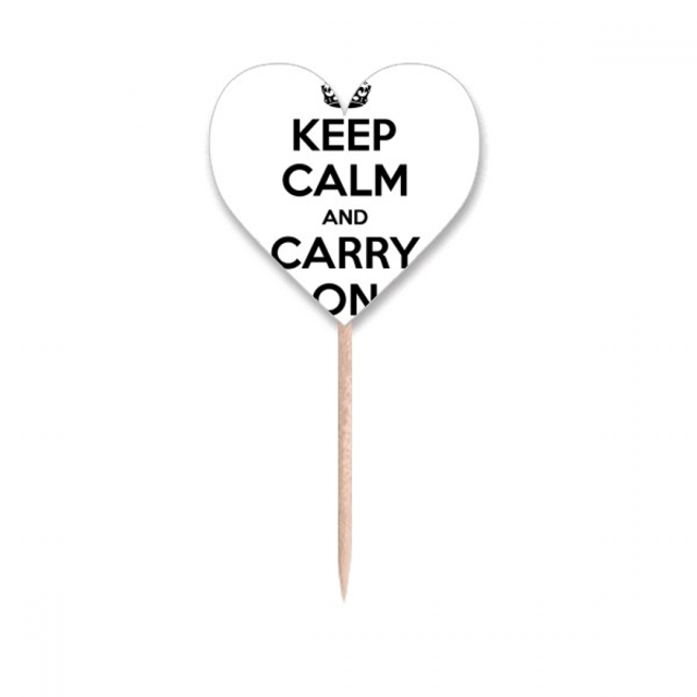 Quote Keep Calm And Carry On Black Toothpick Flags Heart Lable Cupcake Picks