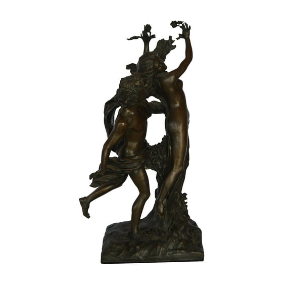 Young Lovers Bronze Statue on a Marble Base -  Size: 13"L x 10"W x 22"H.