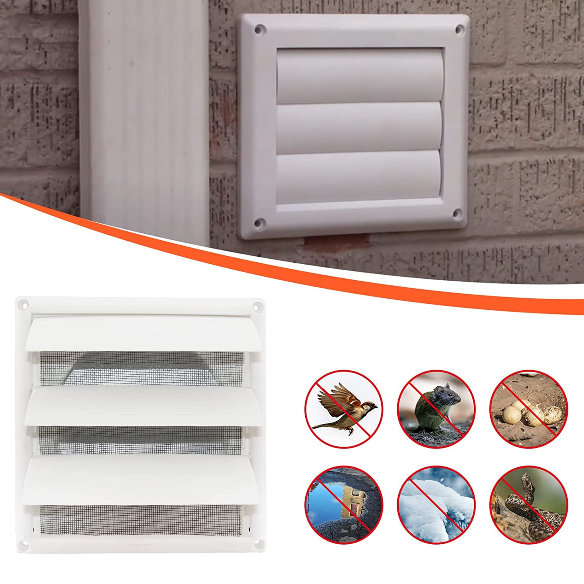 Beaquicy 6-inch Outdoor Vent Cover White Plastic Louvered Dryer Ventilation Grille