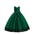 thumbnail image 1 of Robe à Paillettes pour Enfants, Robe pour Enfants avec Grand Nœud, Robe de Demoiselle d'Honneur pour Fille, Robe pour Enfants Vert Foncé 120/4 A-5 A, 1 of 7