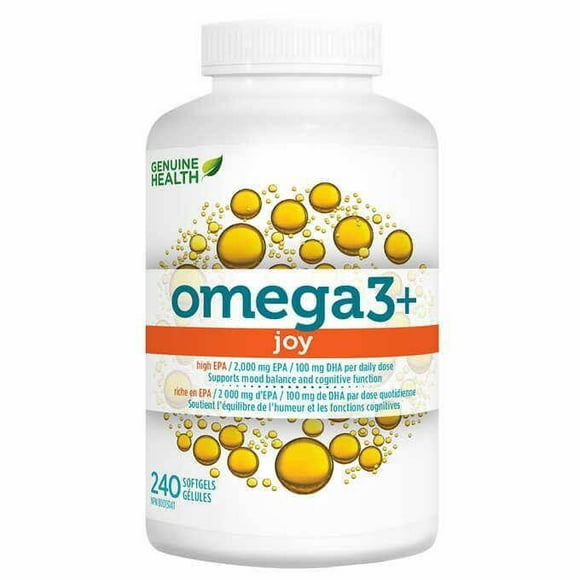 Genuine Health Omega 3+ Joy Fish Oil Supplement - 240 Softgels | Mood &amp; Heart Health