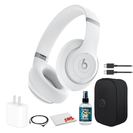 Beats by Dr. Dre Studio Pro Wireless Headphones (Matte White) Bundle