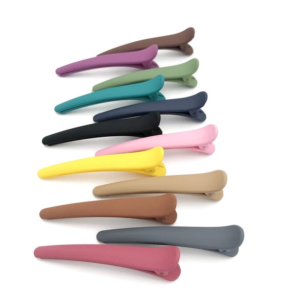 12 PCS Hair Clips for Styling,Non-Slip Hair Styling Clips Colorful Plastic Duckbill Alligator Hair Barrettes Pins with Duck Teeth Hair Accessories for Women Girls,12 Colors