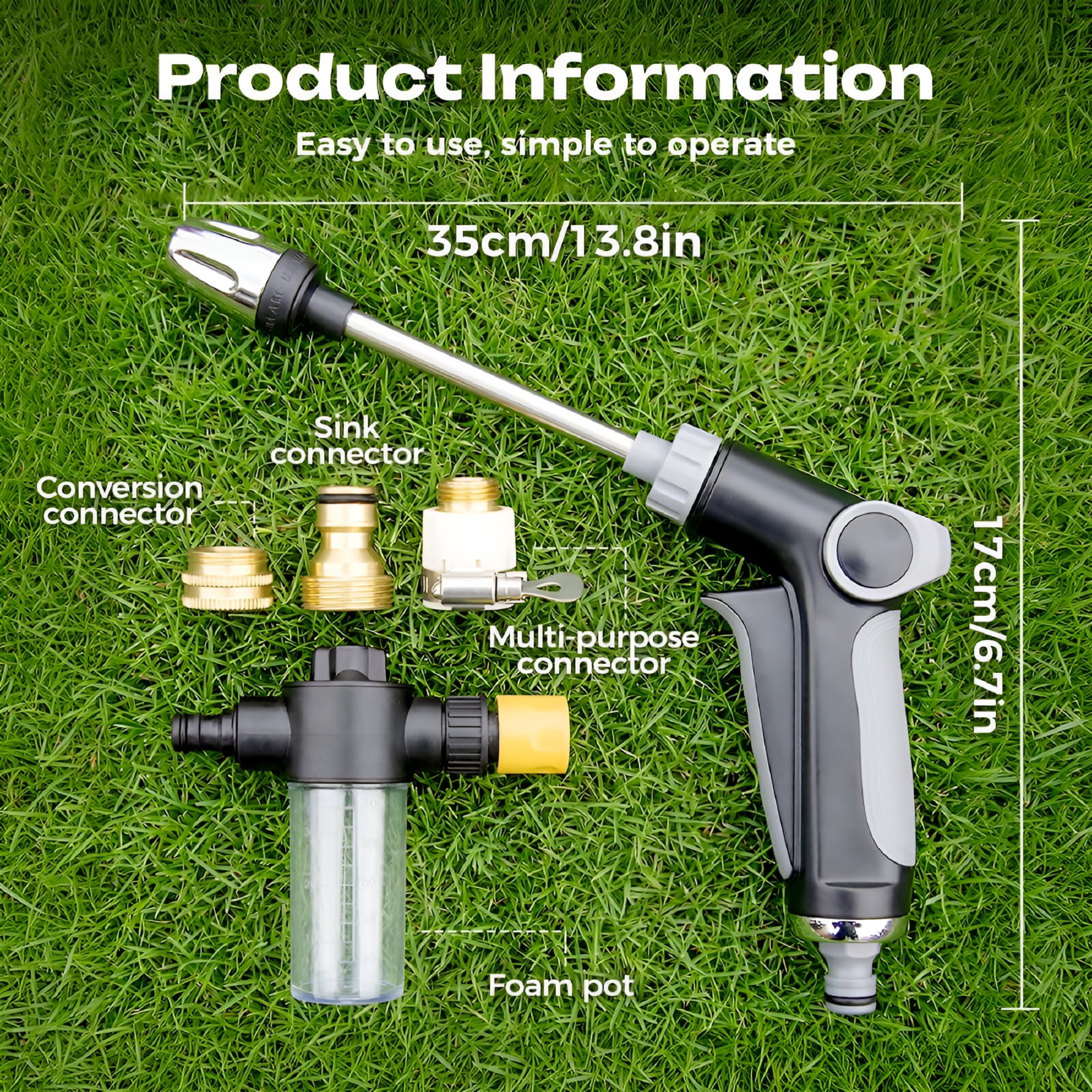 CURYMAY Turn Any Hose into a High Pressure Water Cleaning Jet,Heavy Duty Garden Hose Nozzle, Multi Function Lawn & Garden Watering Sprayer, Spray Nozzles for Cleaning Yard Pets Car