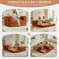 thumbnail image 5 of COOLHUT 63" W Combination Sofa, High Rebound Density Sponge Sofa Couch, Two Forms Floor Couch Three Seats Sofa Bed for Living Room, Bedroom, Pumpkin Brown, 5 of 14