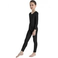 thumbnail image 5 of Aislor Kids Girls Long Sleeve Bodysuit Full Body Unitard Ballet Dance Gymnastics Leotard Dancewear Black 7-8, 5 of 7