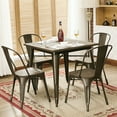 thumbnail image 3 of Alden Design Metal Stackable Dining Chairs with Wooden Seat, Set of 4, Gunmetal Gray, 3 of 10