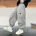 thumbnail image 6 of WEIGFI Child Boys Cargo Pants For Autumn Winter Fashion Loose Fit Casual Joggers With Multiple Pockets Comfortable Twill Trousers For Teen Kids Youth School Outdoor Daily Wear Cozy Solid Color Slacks, 6 of 7