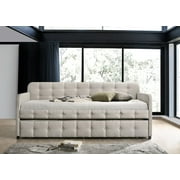 HMD Fulham Upholstered Twin Daybed with Trundle, Beige