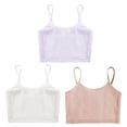 thumbnail image 2 of Yartina 3Pcs Cropped Tank Tops for Girls Spaghetti Strap Crop Top Basic Sports Cami Solid Color White&Orange&Light Purple L, 2 of 9