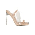thumbnail image 2 of Women Rhinestone Open Square Toe Perspex Slingback Heel Sandal 19003, 2 of 6