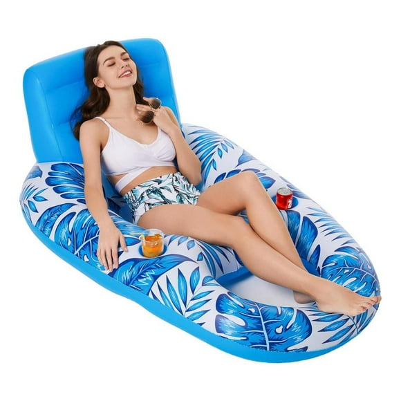 Outdoor Inflatable Pool Float Pool Floating Chair PVC Pool Rafts With Headrest Cup Holders Beach Pool Party Toys For Kids Adults