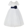 thumbnail image 2 of Ekidsbridal Girl Pageant Flower Girl Dress - Ivory Illusion Lace Short Sleeve LG2T-A (Size: 2-12), 2 of 3