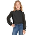 thumbnail image 3 of Arshiner Girls Mesh Long Sleeve Shirts Chiffon Blouses Casual Tops Black 11-12 Years 150 Black, 3 of 5