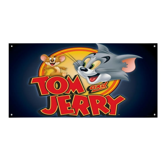 Tom and Jerry-Theme Backdrops Banner Birthday Party Decor Supplies Personalized Party Backdrop Decoration,5x3ft（150x90cm）
