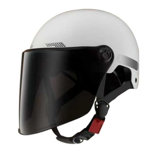 Casco de motocicleta abierto de medio casco, de liberación rápida, transpirable, para hombres y mujeres. Blanco