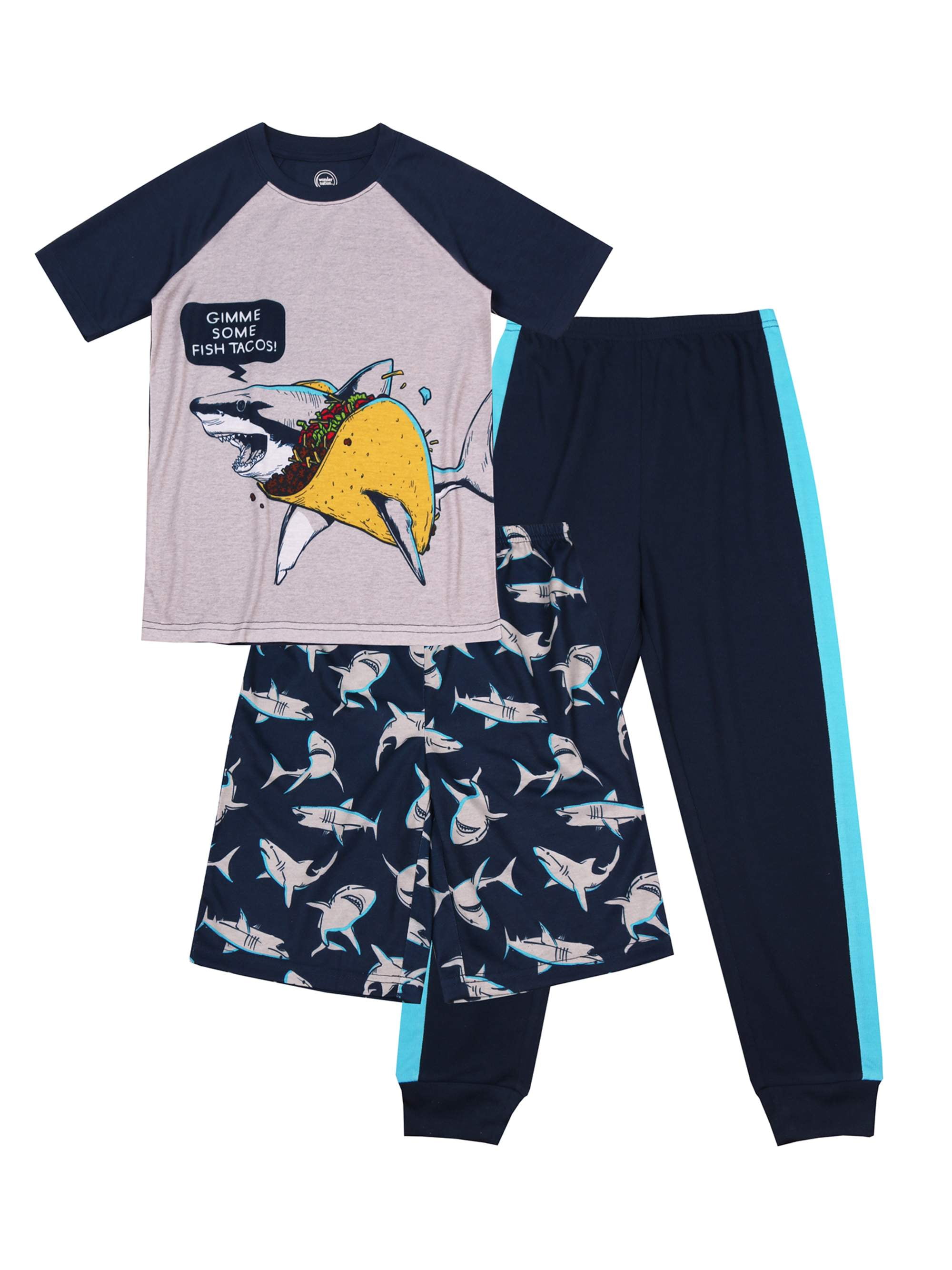 Wonder Nation Wonder Nation Boys 418 & Husky 3Piece Pajama Sleep
