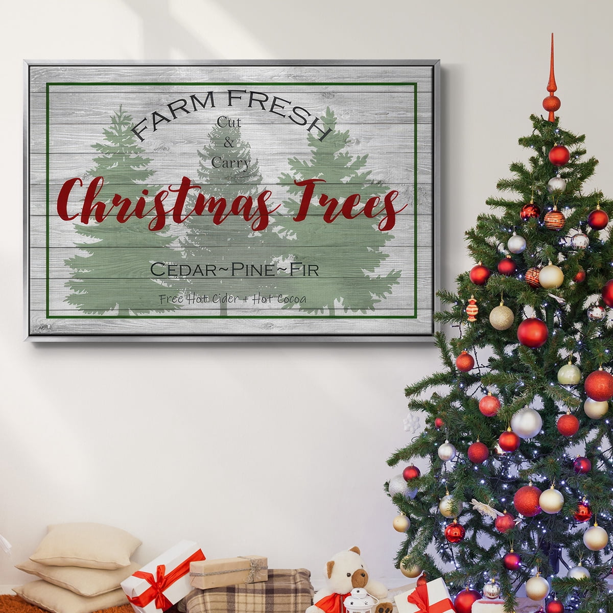 Farm Fresh - Framed Gallery Wrapped Holiday Canvas - 25 x 37 - Silver Frame