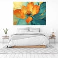 thumbnail image 3 of Mudket Orange Flower with Gold Accents Canvas Wall Art, Framed Floral Print, Ready to Hang Wall Decor for Living Room Office, Abstract Modern Artwork - 12"L x 8"W, 3 of 10