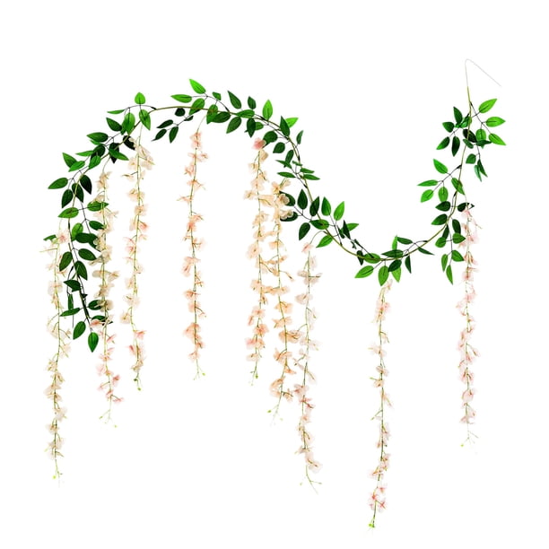 Wisteria Flores Colgantes Wisteria Corona de Flores 6.56 Pies Cadena de Flores Artificiales Falsa Colgante Seda Wisteria Corona de Flores Decoración de Jardín de Boda
