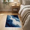 thumbnail image 3 of ODIKA 2'x3' Washable Accent Rug Navy Long Abstract Marbled Design Modern Fluid Swirl Motif with Crisp Edges for Bedroom, RV, Pet Friendly, Bedside Mat, 3 of 7