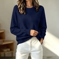 thumbnail image 6 of Edvintorg Womens Sweater Long Sleeve Loose Knit Sweaters Crew Neck Casual Pullover Top Plus Size Fashion Clothing Navy M, 6 of 7