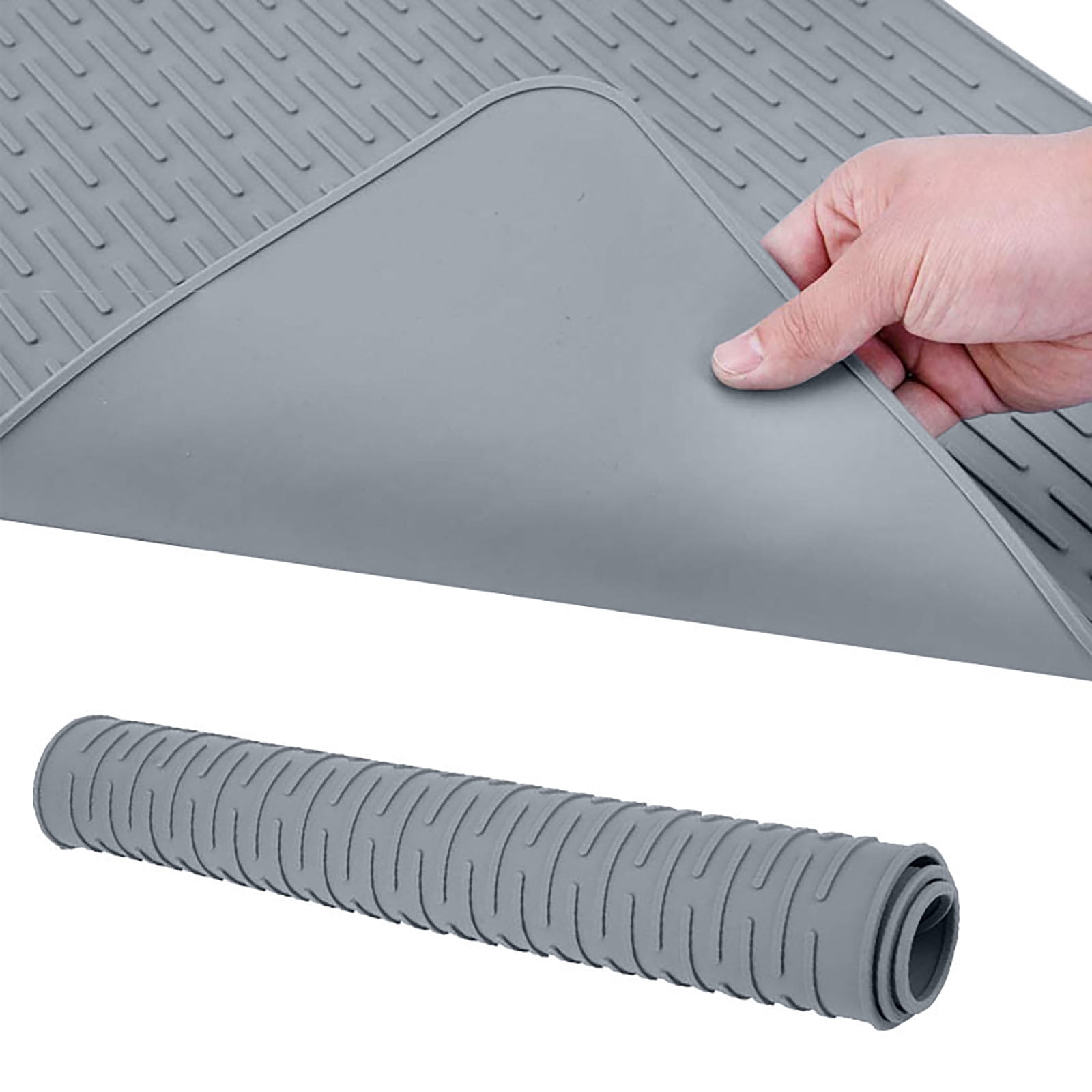 Large Silicone Stove Protector Mat 27x19 Inch Heat Resistant Drying Pad for Glass Top Range Electric Stove Countertop Kitchen Accessory(Dark Gray)