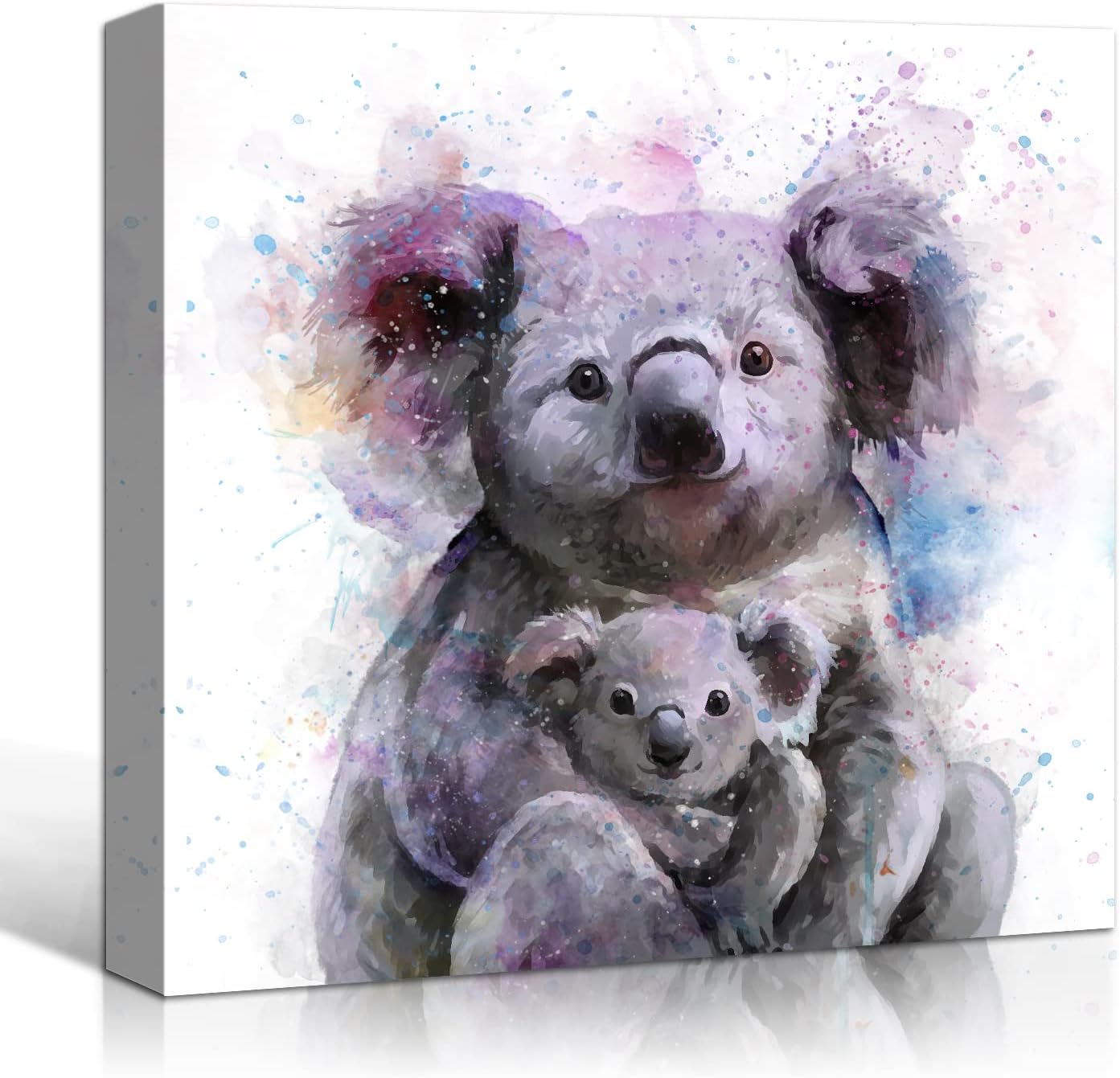 Koalas Wall Art Funny Cute Mother Koala Hug Baby Pictures Light Purple