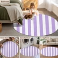 thumbnail image 6 of Purple Striped Large Area Rugs for Bedroom Living Room, Soft Non Slip Carpet Bedside Rug, Modern Farmhouse Purple White Stripes Round Floor Cover Kitchen Accent Rug 3' for Dining Room/Office, 6 of 9
