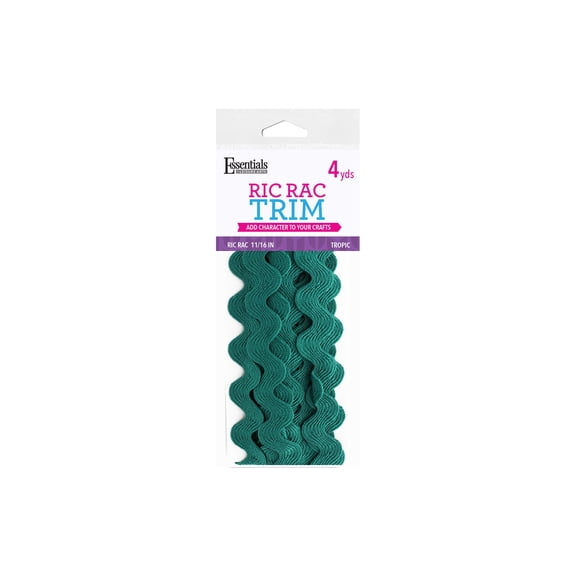 Essentials By Leisure Arts Ric Rac 11/16" 4 Yards Tropic - Rick Rack Trim For Sewing - Wavy Ric Rac Trim For Sewing And Crafts Ribbon Rick Rack