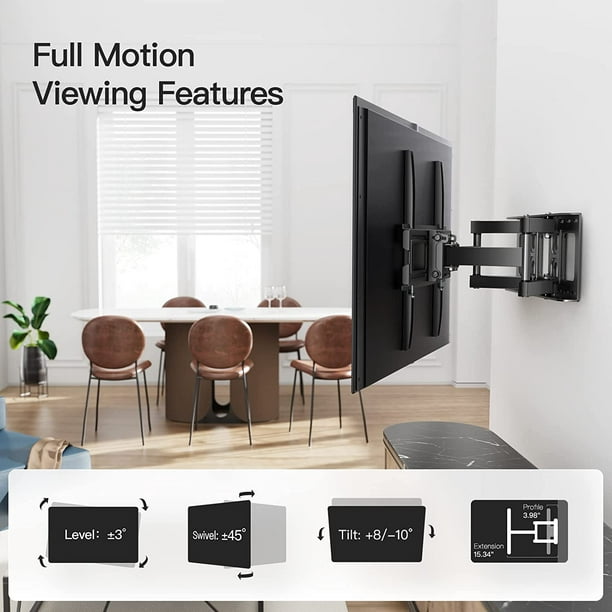 Support mural pour téléviseur à mouvement complet pour  téléviseurs/moniteurs à écran plat de 13 à 42 pouces, support d'angle TV  avec bras articulé pivotant, VESA maximum 200 x 200 mm et jusqu'à
