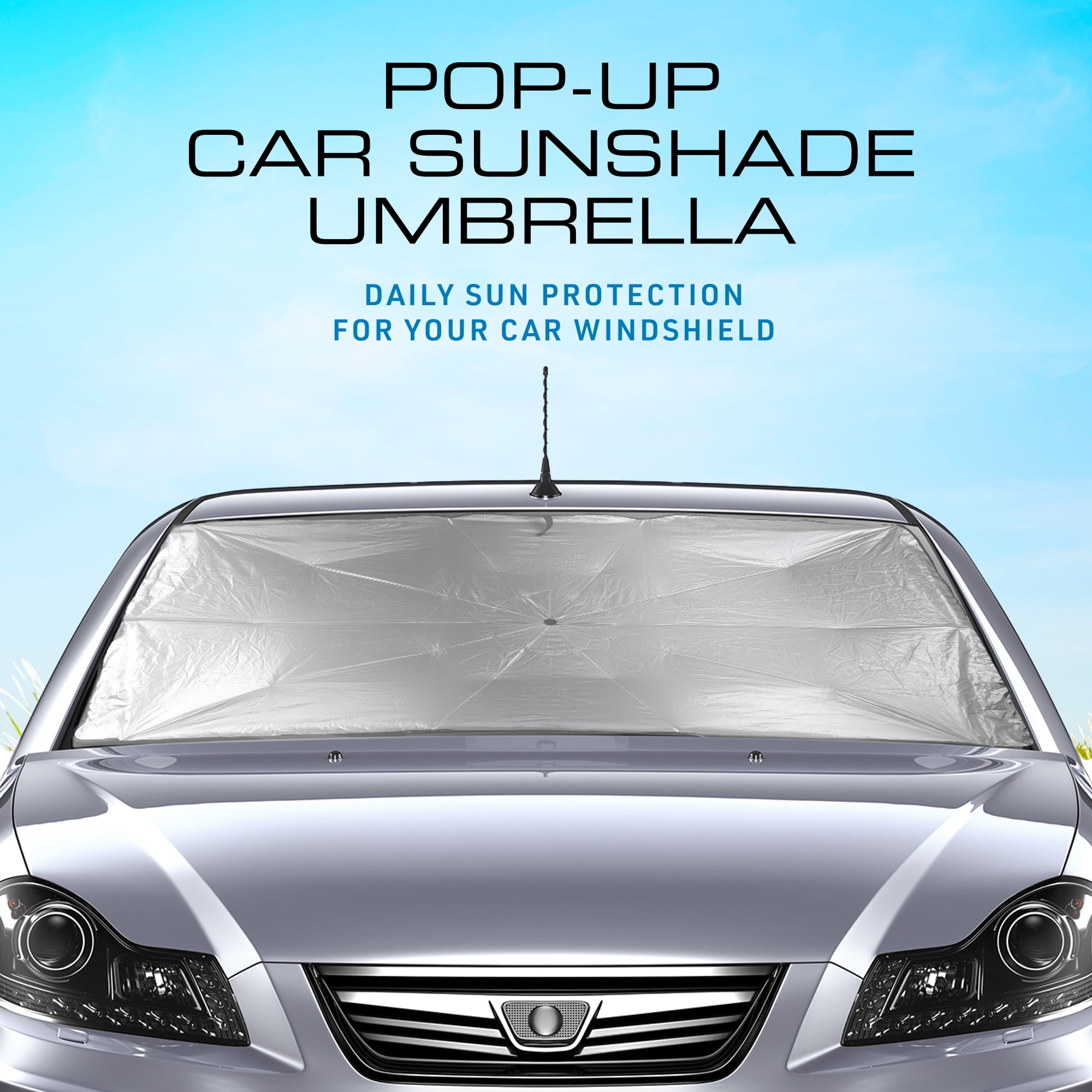 Xtreme Auto Pop-up Car Sunshade Umbrella for Windshield - Daily Sun Protection, Compact & Easy Storage, Reflective Material, Fits Most Vehicles