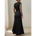 thumbnail image 6 of Women's Floral Mesh Sleeve Ruched Maxi Dress with Sheer Stretch Lined 95% Polyester 5% Elastane Ideal for Evening Events, 6 of 9