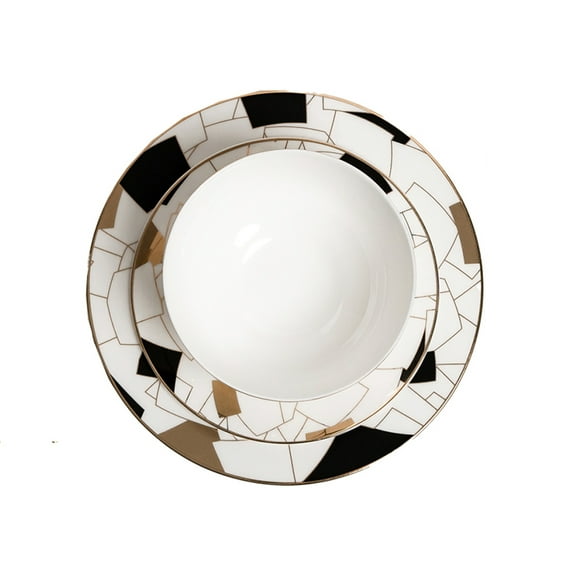 Ozarke Aurora Black Plate Set, Fine Bone China (Set of 12)