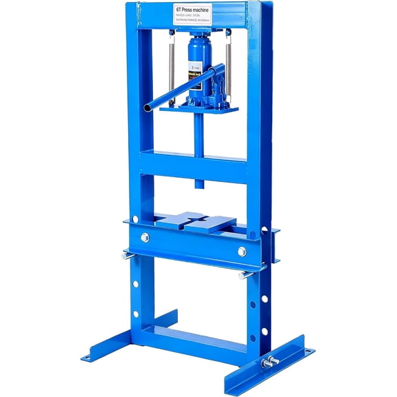 Garvee 6T Hydraulic H-Frame Shop Press, Adjustable Table with Stamping Plates, Blue Finish