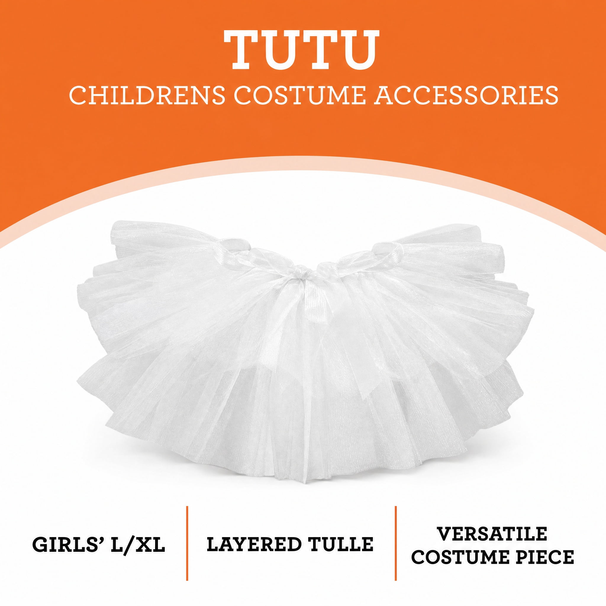 Tutu Costume Accessory for Children, White, L/XL, Halloween by Way To Celebrate