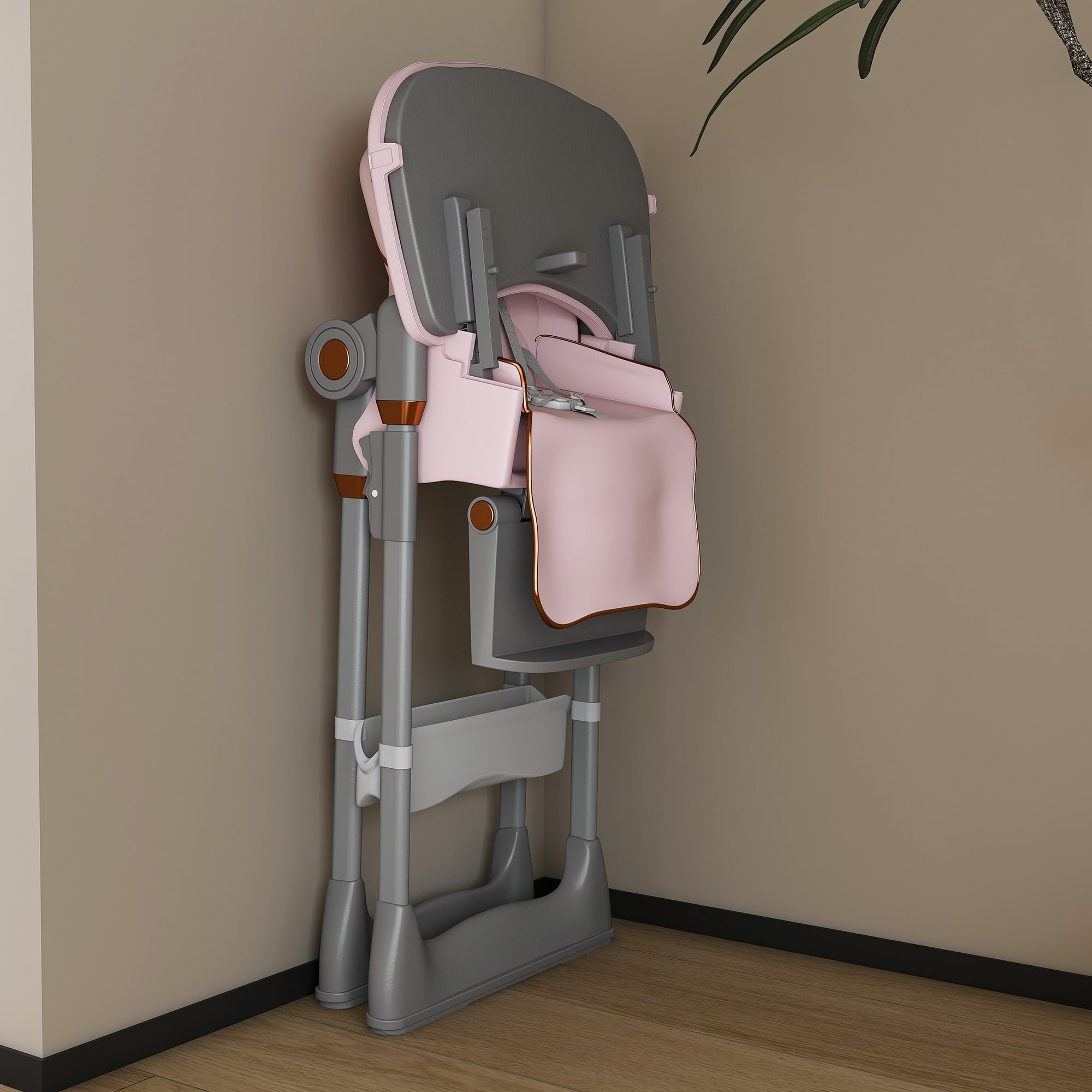 Alvantor Portable Baby High Chair for Infant and Toddler with Safety Belt, Pink