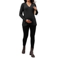 thumbnail image 2 of INSPIRE CHIC Women's Maternity Nursing Sweater Winter Warm Side Zip for Breastfeeding Stretchy Knit Blouse Top Black Medium, 2 of 6