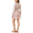 thumbnail image 3 of Allegra K Women's Tiered Ruffled 3/4 Sleeve Tie Waist Floral Dress, 3 of 6