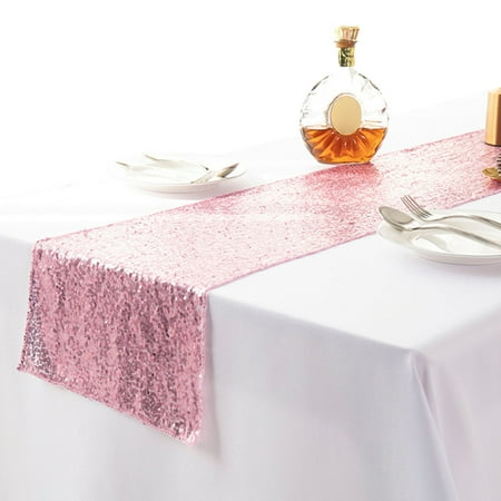 

Birthday Party Wedding Glitter Sequin Solid Table Runner Easy Clean Home Decor