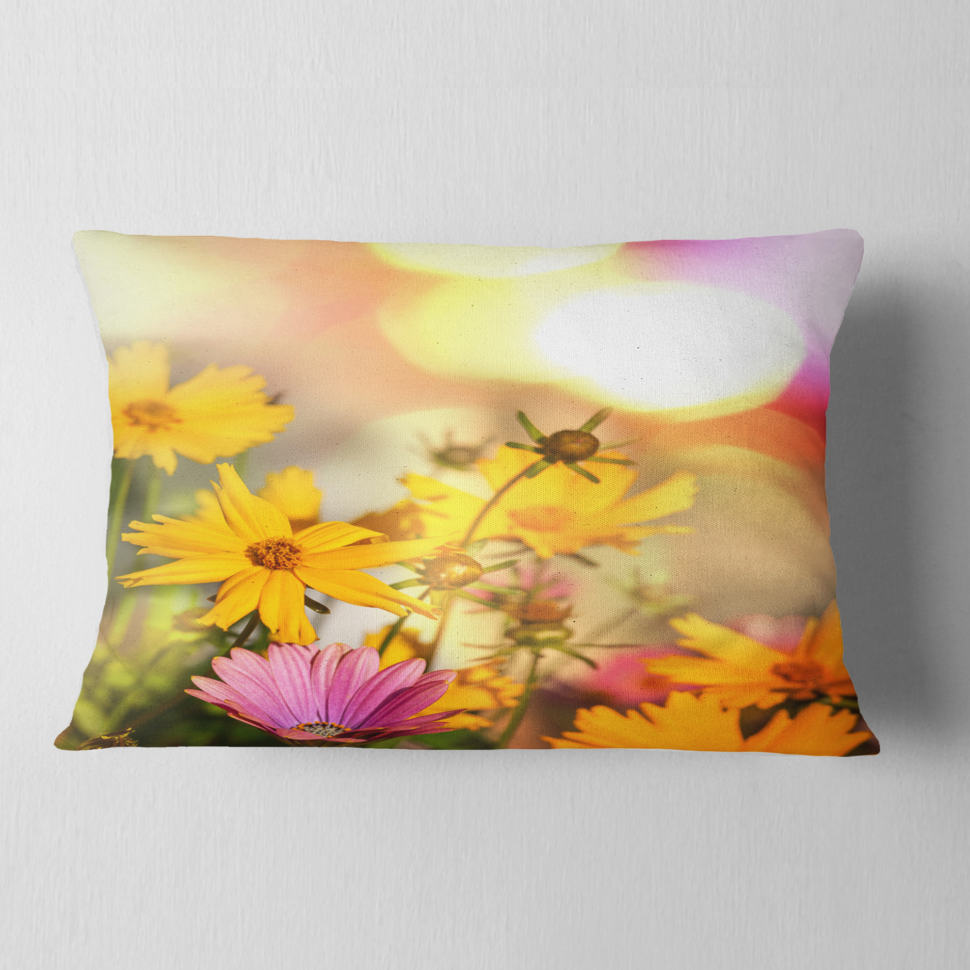 Designart 12" x 20" Yellow Polyester Throw Pillow