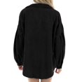 thumbnail image 5 of Lindbes Women Corduroy Long Sleeve Button Down Shirt Oversized Jacket Tops Solid Color Loose Lapel Fall Coat Clothes Outfits, 5 of 5