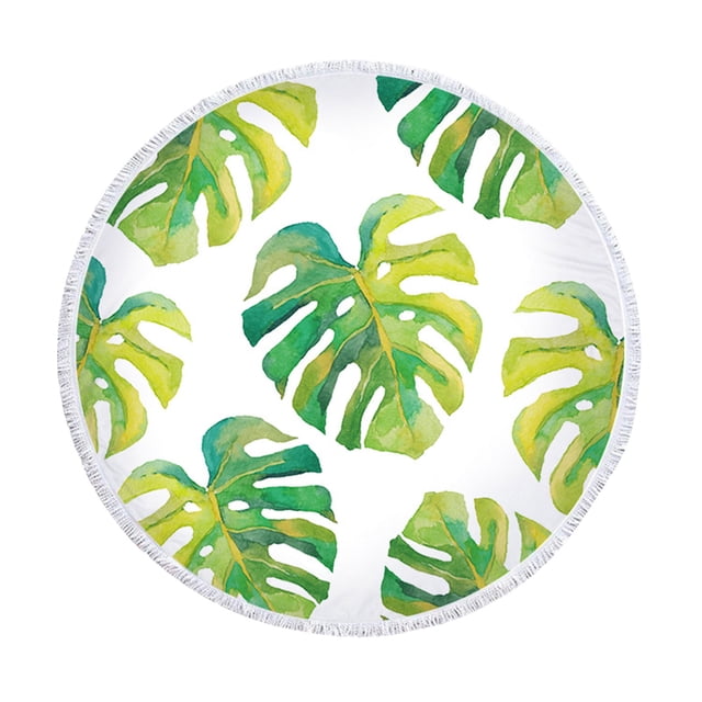 Tropical Banana Leaf Oversized Beach Towel, 60 Inch Microfiber Sandproof Floor Mat, Quick-Dry for Pool & Camping