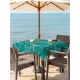 thumbnail image 3 of Outdoor Tablecloth with Umbrella Hole for Patio/Picnic/Party/Camping, Summer Ocean Waterproof Table Cloth Square Cover Washable, Coastal Starfish Marine Life Green (60"x 60"), 3 of 9